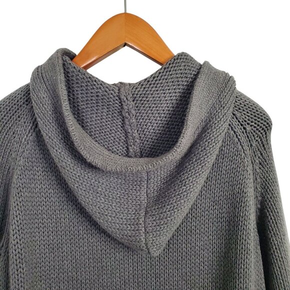 Talbots Size 1X Cardigan Sweater Coat Hooded Toggle Horn Knit Angora Blend Gray - Picture 9 of 9